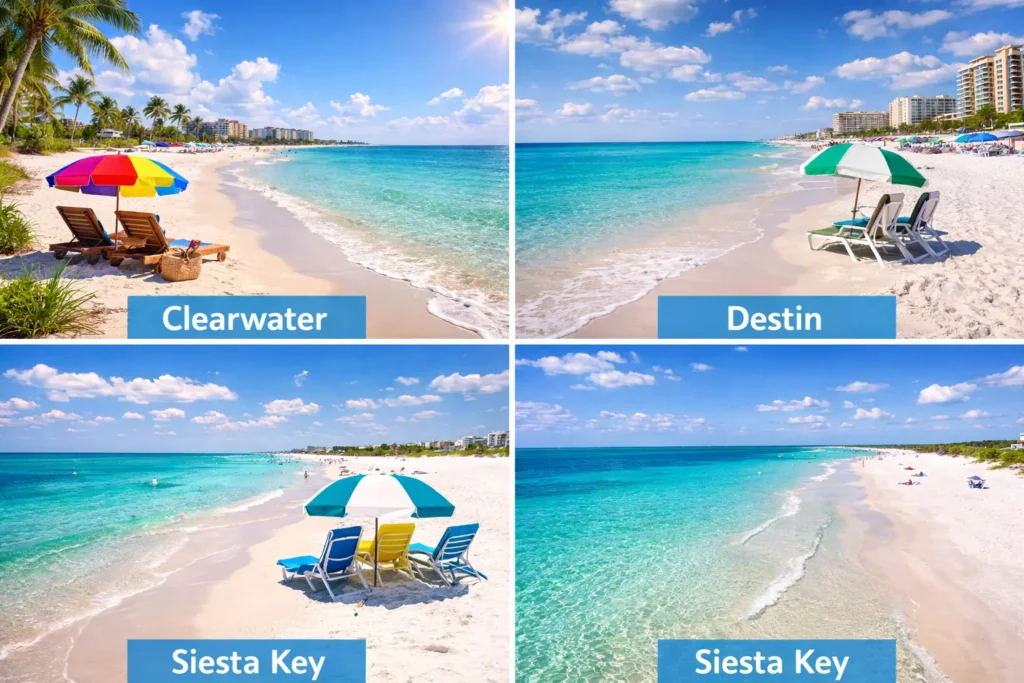 Best beaches in Florida including Clearwater, Destin and Siesta Key