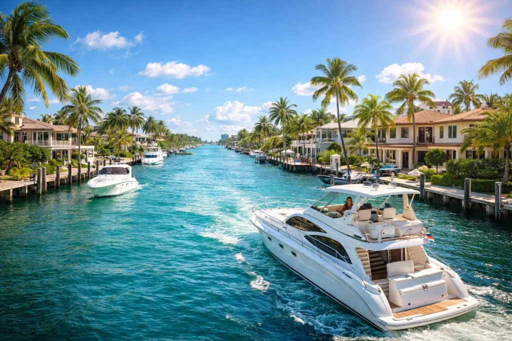Fort Lauderdale canals and waterfront scenery in Florida