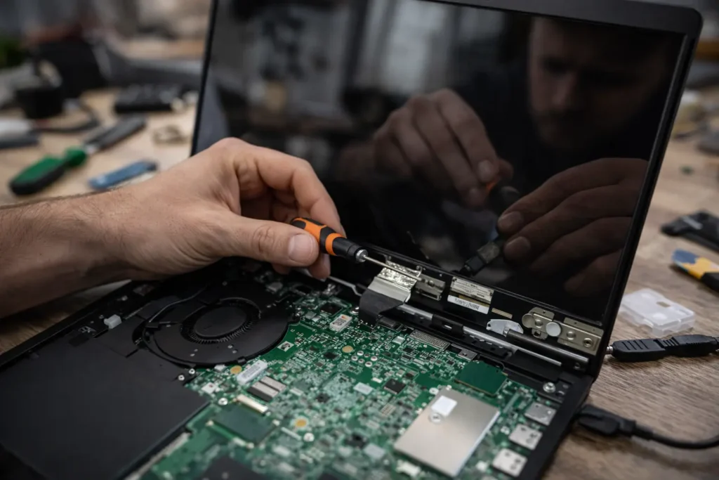 Laptop screen hardware repair and cable fix