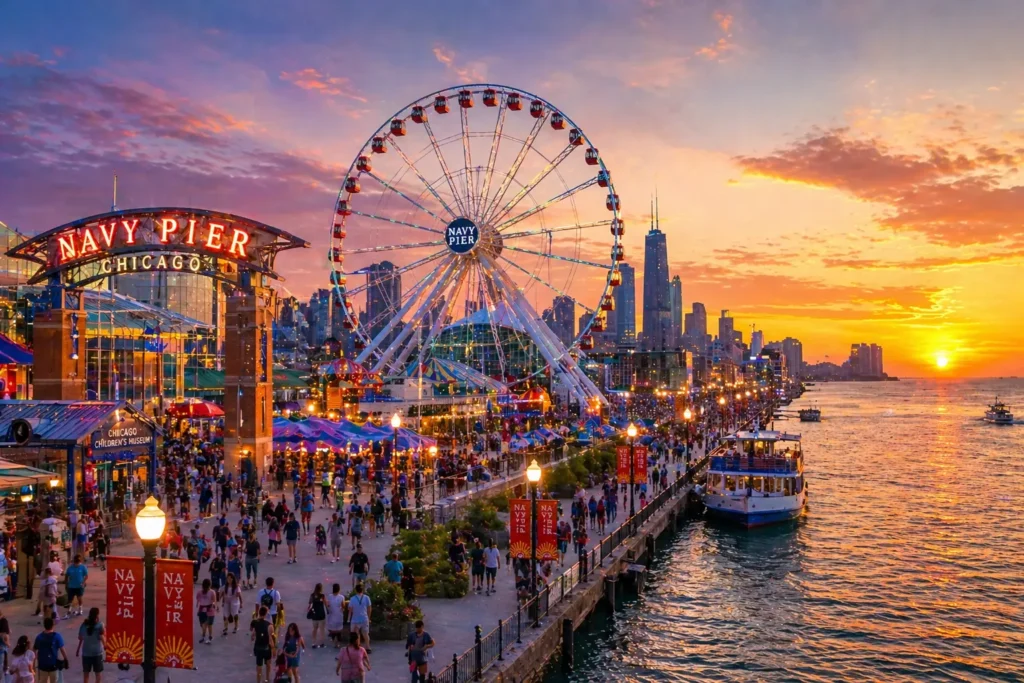 Navy Pier Centennial Wheel overlooking Lake Michigan